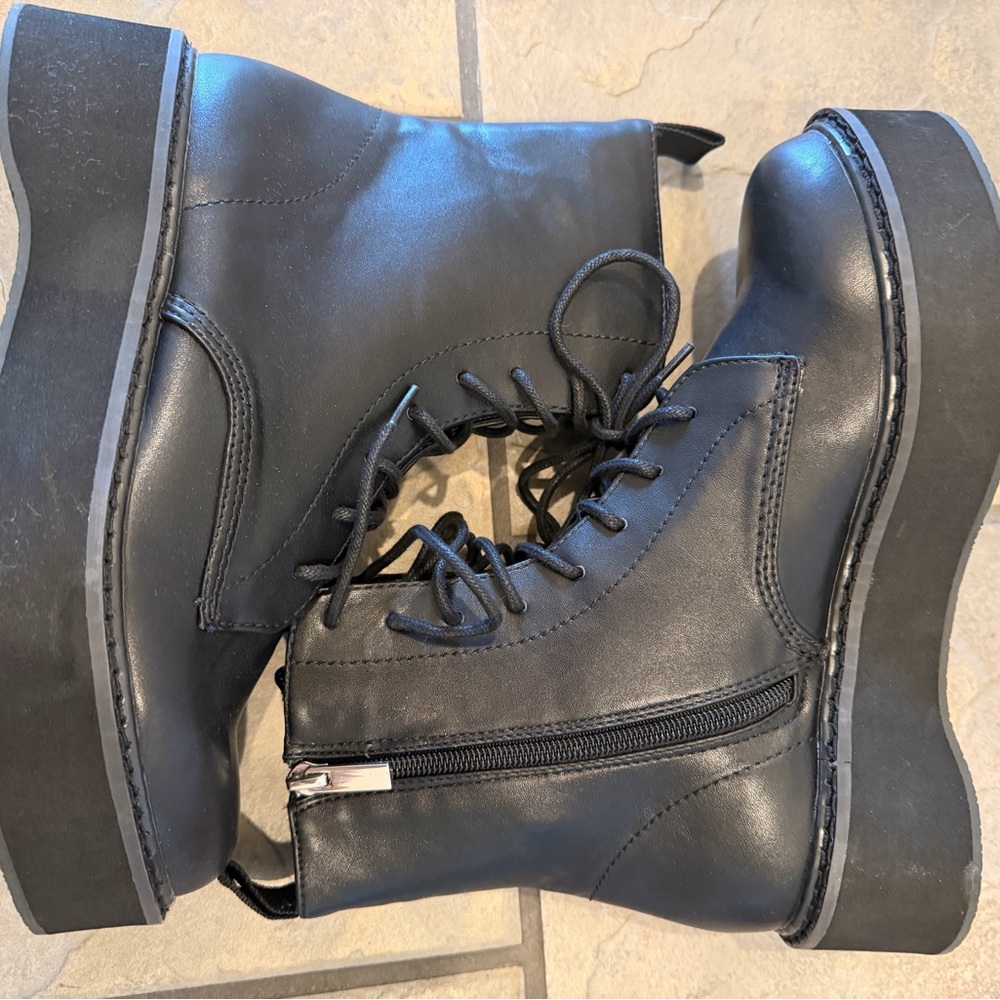Women’s Black Lace-Up Platform Boots